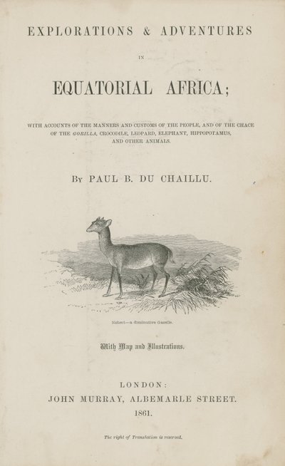 Titelpagina van Du Chaillus Explorations and Adventures in Equatorial Africa door English School