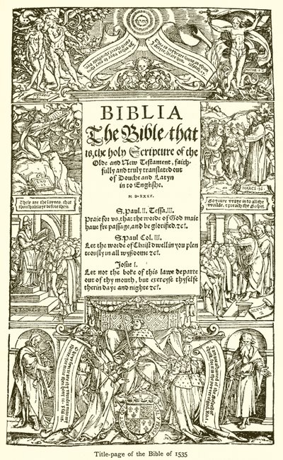Titelpagina van de Bijbel van 1535 door English School