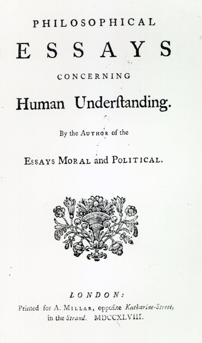 Titelpagina van Philosophical Essays Concerning Human Understanding door David Hume, 1748 door English School