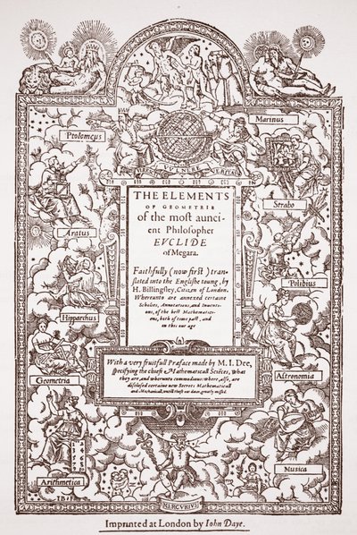 Titelpagina van vroege vertaling van Euclides