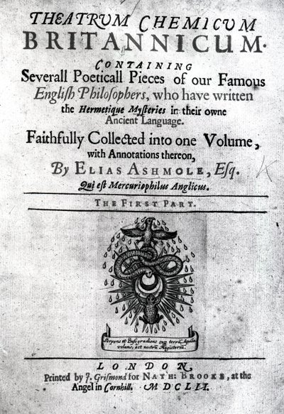 Titelpagina van Theatrum Chemicum Britannicum door Elias Ashmole, 1652 door English School