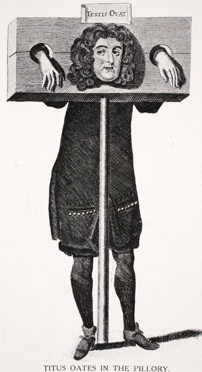 Titus Oates in de schandpaal door English School