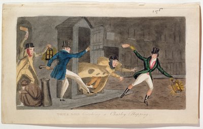 Tom en Bob vangen een Charley slapend, 1821 door English School
