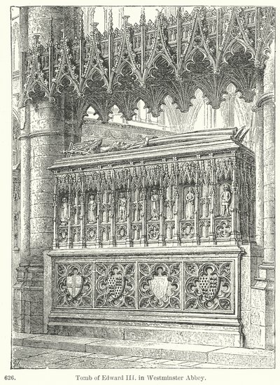 Graf van Edward III in Westminster Abbey (gravure) door English School