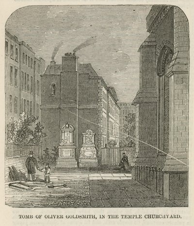 Graf van Oliver Goldsmith in de kerk van de Inner Temple door English School