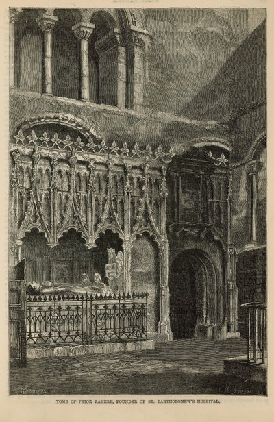 Graf van Prior Rahere, oprichter van St Bartholomeus Ziekenhuis door English School