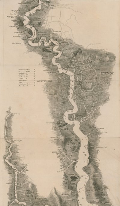 Tomblesons Panoramische Kaart van de Theems en Medway door English School