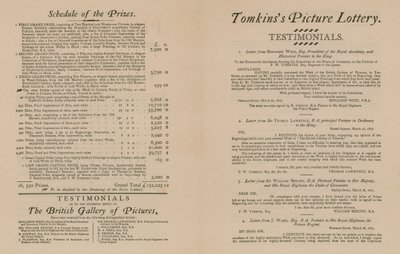 Tomkinss Prijsloterij van de Britse Galerij van Schilderijen door English School