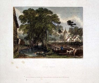 Tooting Kerk, gravure door J D Harding & G Cooke door English School
