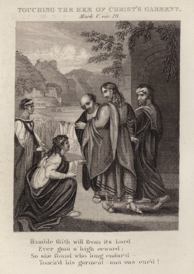 Het aanraken van de zoom van Christus