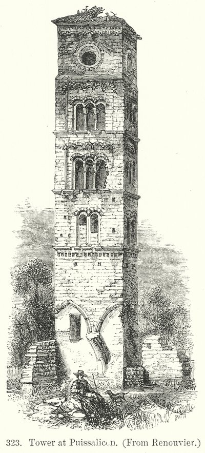 Toren bij Puissalicon (gravure) door English School