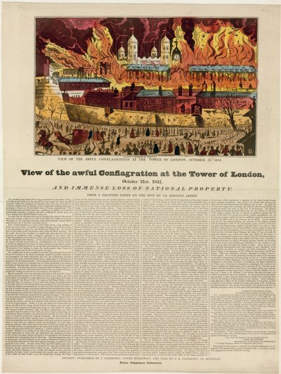 Brand in de Tower of London, 1841 door English School
