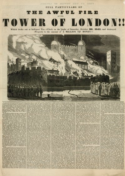 Brand in de Tower of London, 1841 door English School