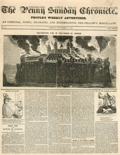 Brand in de Tower of London, 1841 door English School