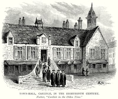 Stadhuis, Carlisle, in de achttiende eeuw (gravure) door English School
