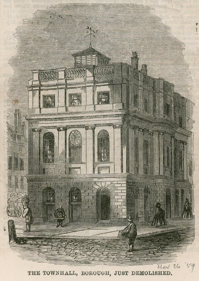 Stadhuis, Borough High Street, Southwark, Londen, net gesloopt door English School