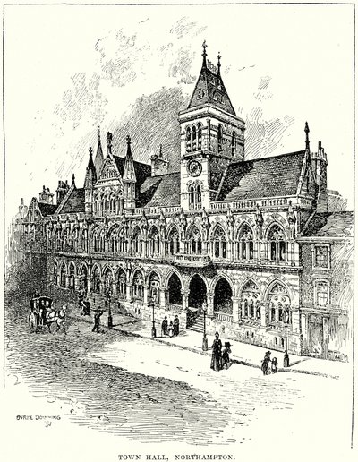 Stadhuis, Northampton (gravure) door English School