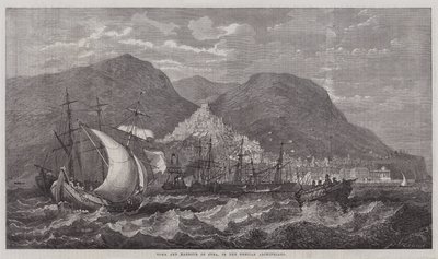 Stad en haven van Syra, in de Griekse archipel door English School