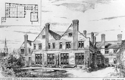 Toynbee Hall, illustratie uit The Builder, 14 februari 1885 door English School
