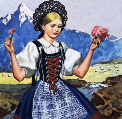 Traditionele klederdracht van Zwitserland door English School