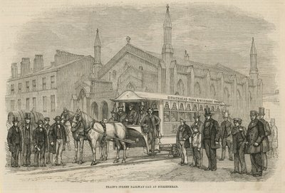 Treinen straatspoorwegwagen in Birkenhead door English School