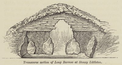 Dwarsdoorsnede van Long Barrow bij Stoney Littleton (gravure) door English School