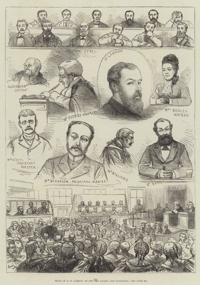 Proces van G H Lamson, in de Old Bailey, voor vergiftiging door English School