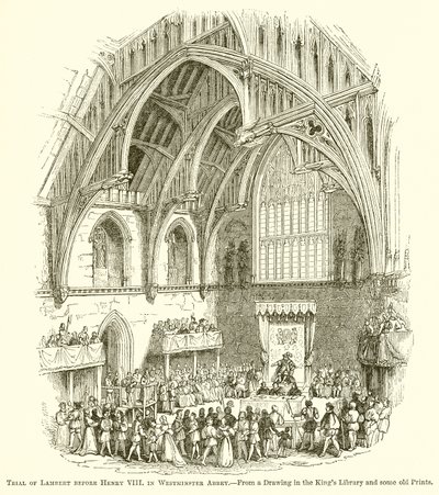Proces van Lambert voor Hendrik VIII in Westminster Abbey door English School