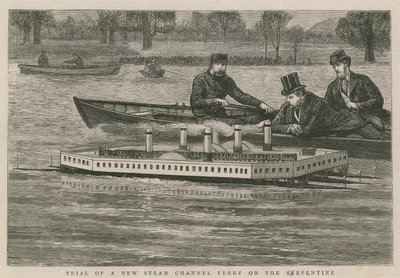 Proef van een nieuwe stoomkanaalveerboot op de Serpentine door English School