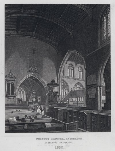 Trinity Church, interieur, in de tijd van dominee C. Simeon door English School