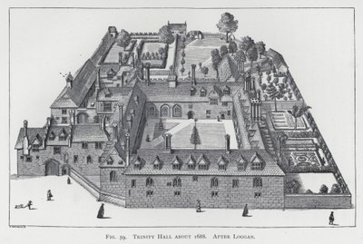 Trinity Hall circa 1688, naar Loggan door English School