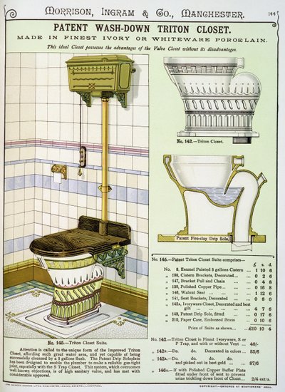 Triton kast uit een catalogus van sanitair geproduceerd door Morrison, Ingram & Co., Manchester, gepubliceerd ca.1890 door English School