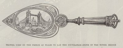 Troffel gebruikt door de Prins van Wales om de eerste steen van de Tower Bridge te leggen door English School