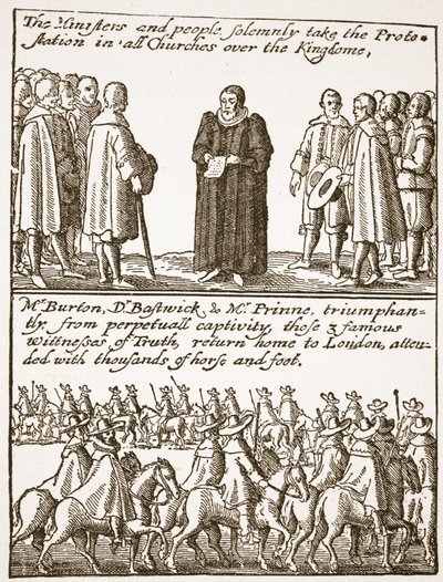 Ware informatie over het begin en de oorzaak van al onze problemen: hoe uitgebroed en hoe voorkomen, uit een puriteins pamflet, 1648, illustratie uit De Kerk van Engeland: Een Geschiedenis voor het Volk door H.D.M. Spence-Jones door English School