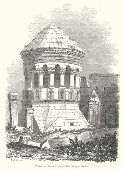 Turbeh, of Graf, van Sultan Baiandour, in Akhlat (gravure) door English School