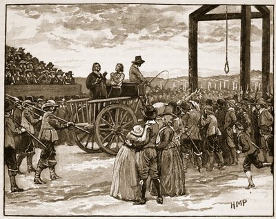 Tyburn in de tijd van Charles I, illustratie uit Cassells Geïllustreerde Geschiedenis van Engeland door English School