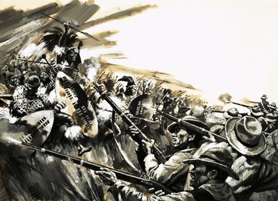 Ongeïdentificeerde slag met Zulu-krijgers, mogelijk Roarke