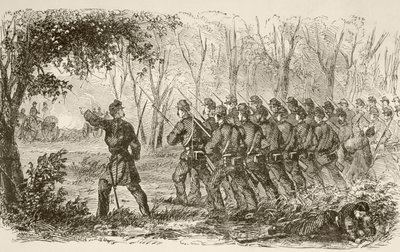 Uniesoldaten op het plateau bij de eerste Slag bij Bull Run door English School