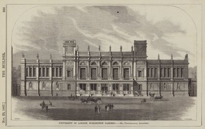 Universiteit van Londen, Burlington Gardens, Mr Pennethorne, Architect (gravure) door English School