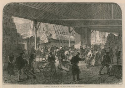 Het lossen van theeschepen in de East India Docks door English School