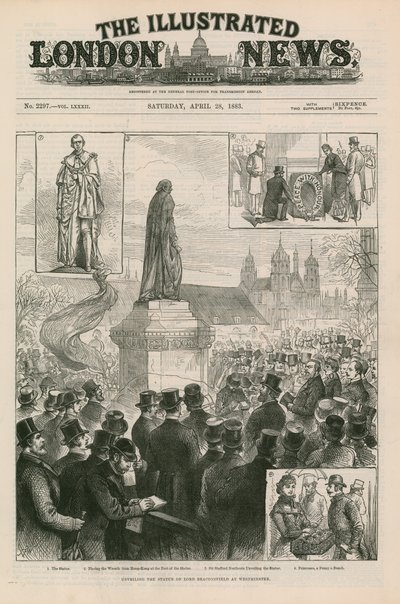 Onthulling van het standbeeld van Lord Beaconsfield in Westminster door English School