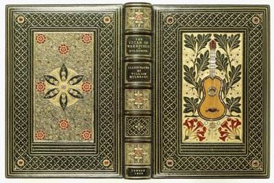 Boven- en onderomslagen, met gitaar- en bloemmotieven, 1843 door English School