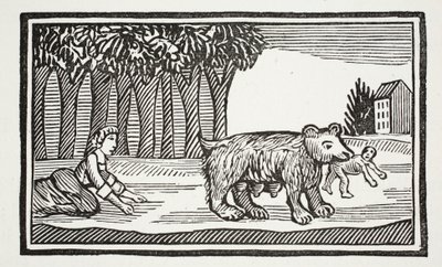 Valentijn en Orson, illustratie uit Chap-books van de Achttiende Eeuw door John Ashton, uitgegeven 1882 door English School