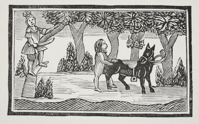 Valentijn en Orson, illustratie uit Chap-books van de Achttiende Eeuw door John Ashton, uitgegeven 1882 door English School