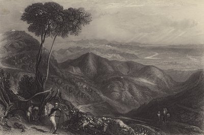 Vallei van de Doon, Himalaya-gebergte (gravure) door English School