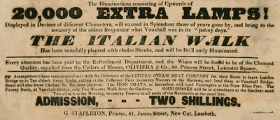 Vauxhall Gardens, Londen: De Italiaanse wandeling door English School