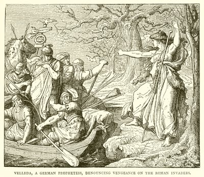 Velleda, een Germaanse profetes, die wraak aankondigt op de Romeinse indringers door English School
