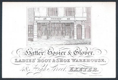 Veysey, hoedenmaker, kousenmaker & handschoenmaker door English School