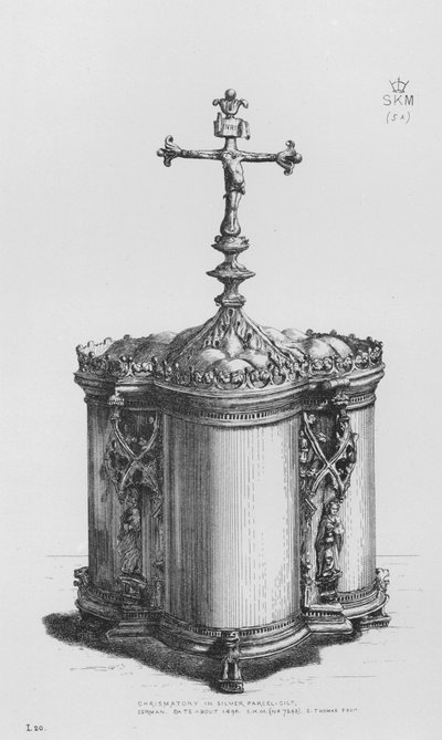 Victoria en Albert Museum: Chrismatorium in zilver verguld, Duits, circa 1490 door English School