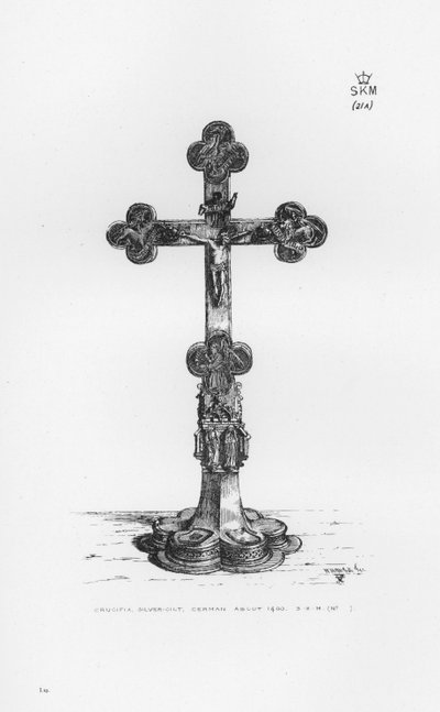 Victoria en Albert Museum: Kruisbeeld, verguld zilver, Duits, circa 1400 door English School